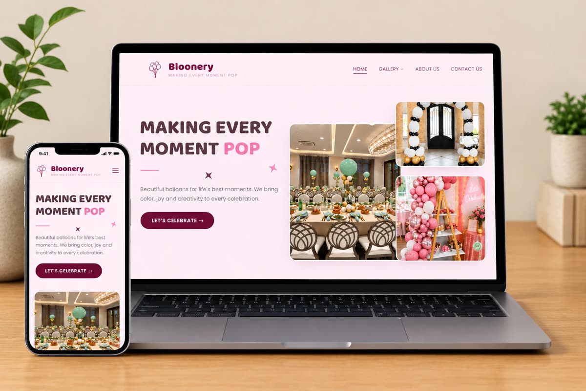 Bloonery website mockup